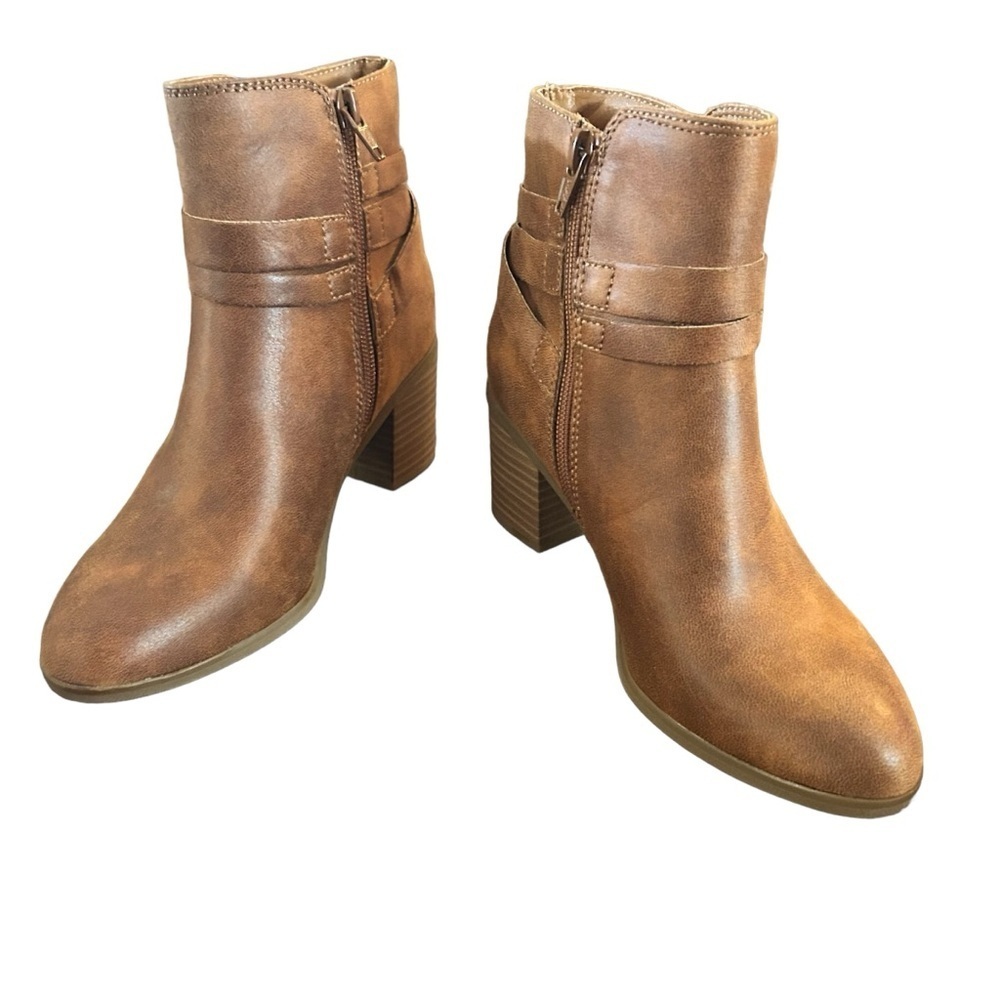 Style & Co Carlieef Ankle Bootie Women's Size 5 Cognac Side Zip